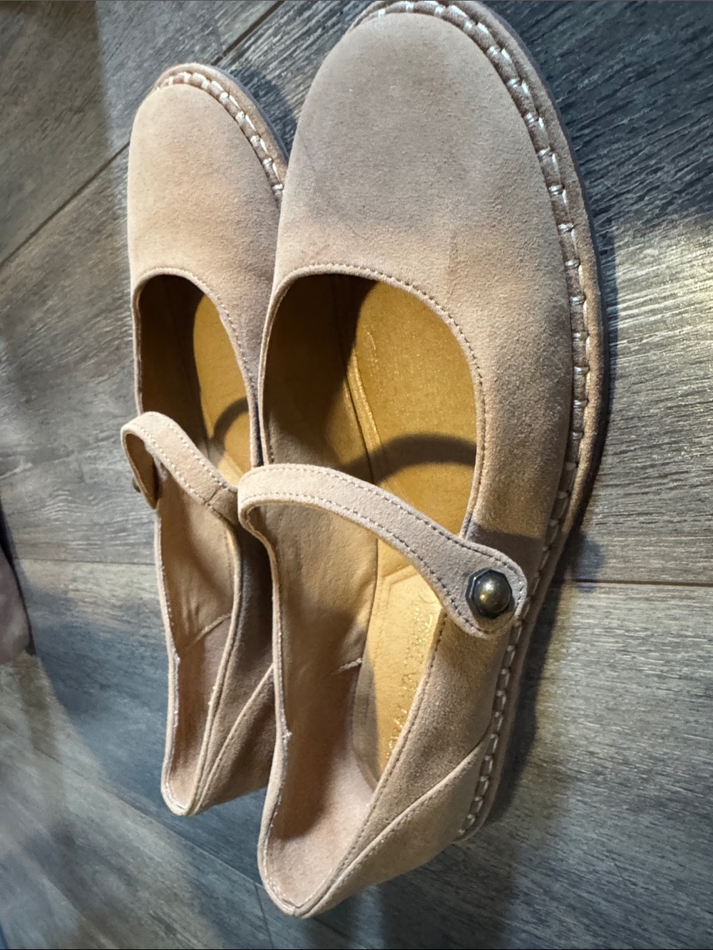 Crown Vintage Suede Mary Jane Flats in Beige - Picture 8 of 10